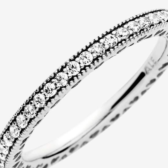 Pandora Sparkle & Hearts Ring Sterling Silver w Cubic Zirconia Stones size 8.5 - Picture 16 of 16